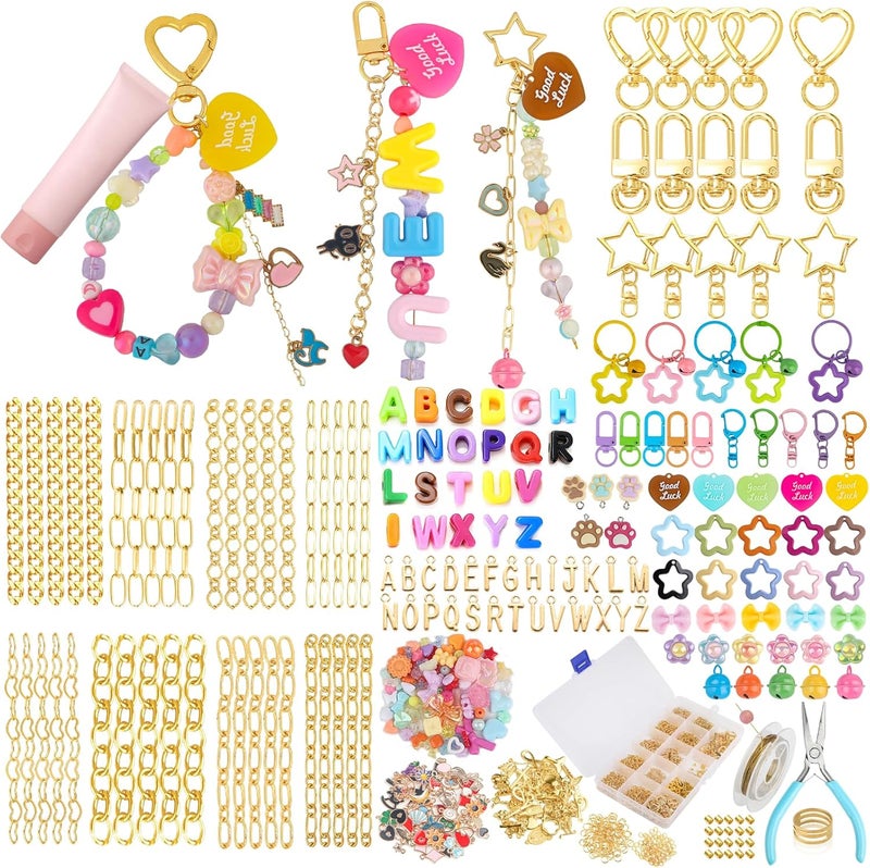 Ecoofor 501 Pcs Keychain Making Kit — Includes 30 Keychain Clips, 40 Extender Chains, 178 Charms, Beading Accessories, Jewelry Pliers — DIY Bag Charms & Jewelry Craft Kit Supplies - Image 1